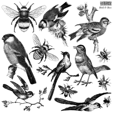 Birds & Bees - IOD Stamps - 12x12 sheet