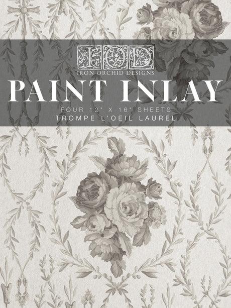 Trompe l'Oeil Laurel - IOD Paint Inlays - (4)12x16 sheets *Limited Release*