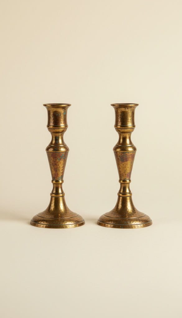 Upcycled Brass Candlestick Pair