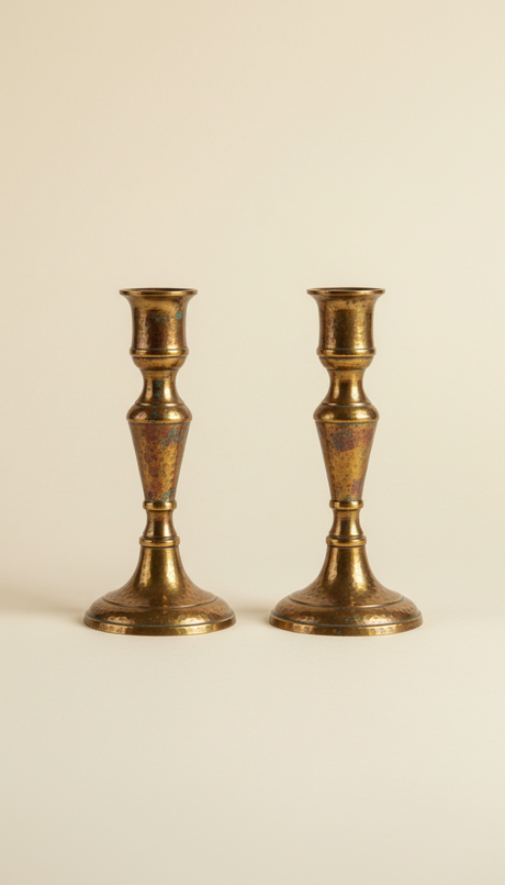 Upcycled Brass Candlestick Pair