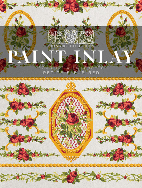 Petite Fleur Red - IOD Paint Inlays - (4)12x16 sheets *Limited Release*