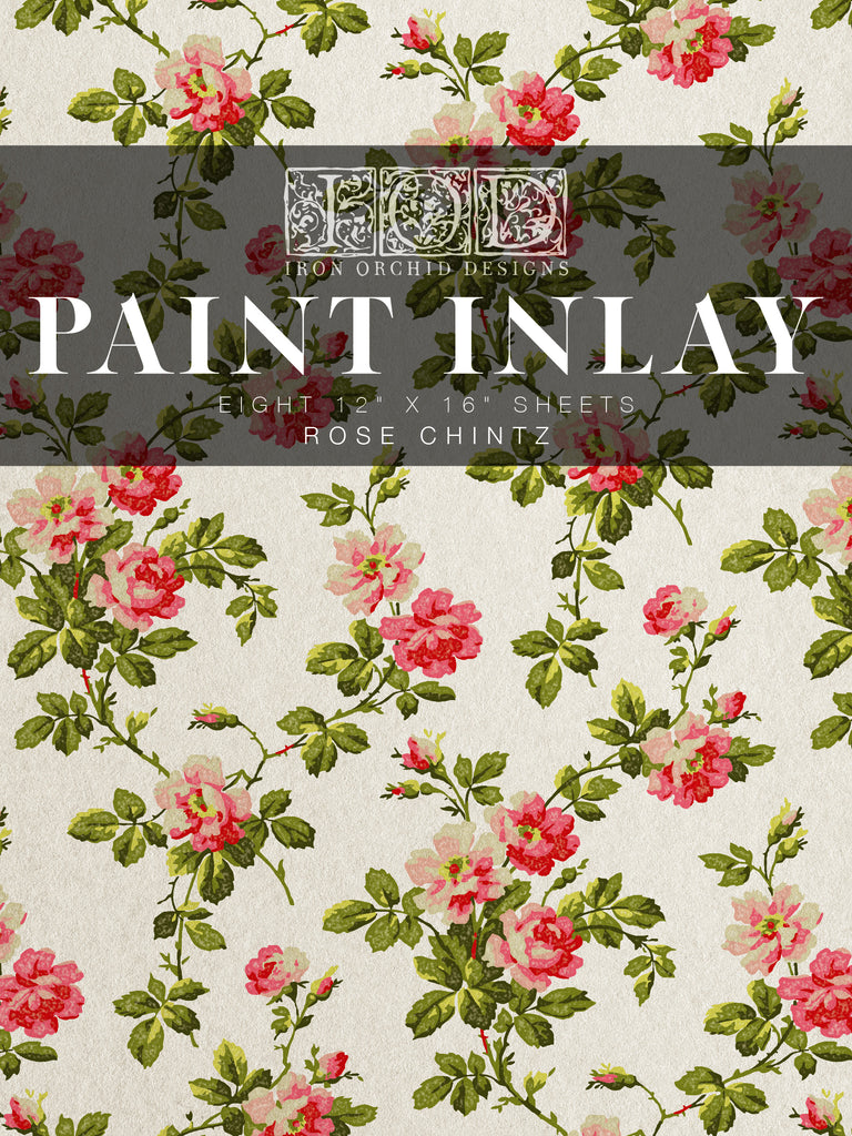 IOD paint inlay - Rose Chintz 12x16 pad