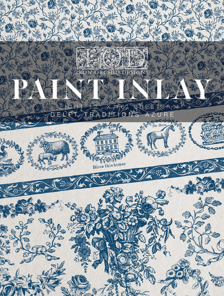 Delft Traditions Azure - IOD Paint Inlays - (8) 12 x 16 sheets